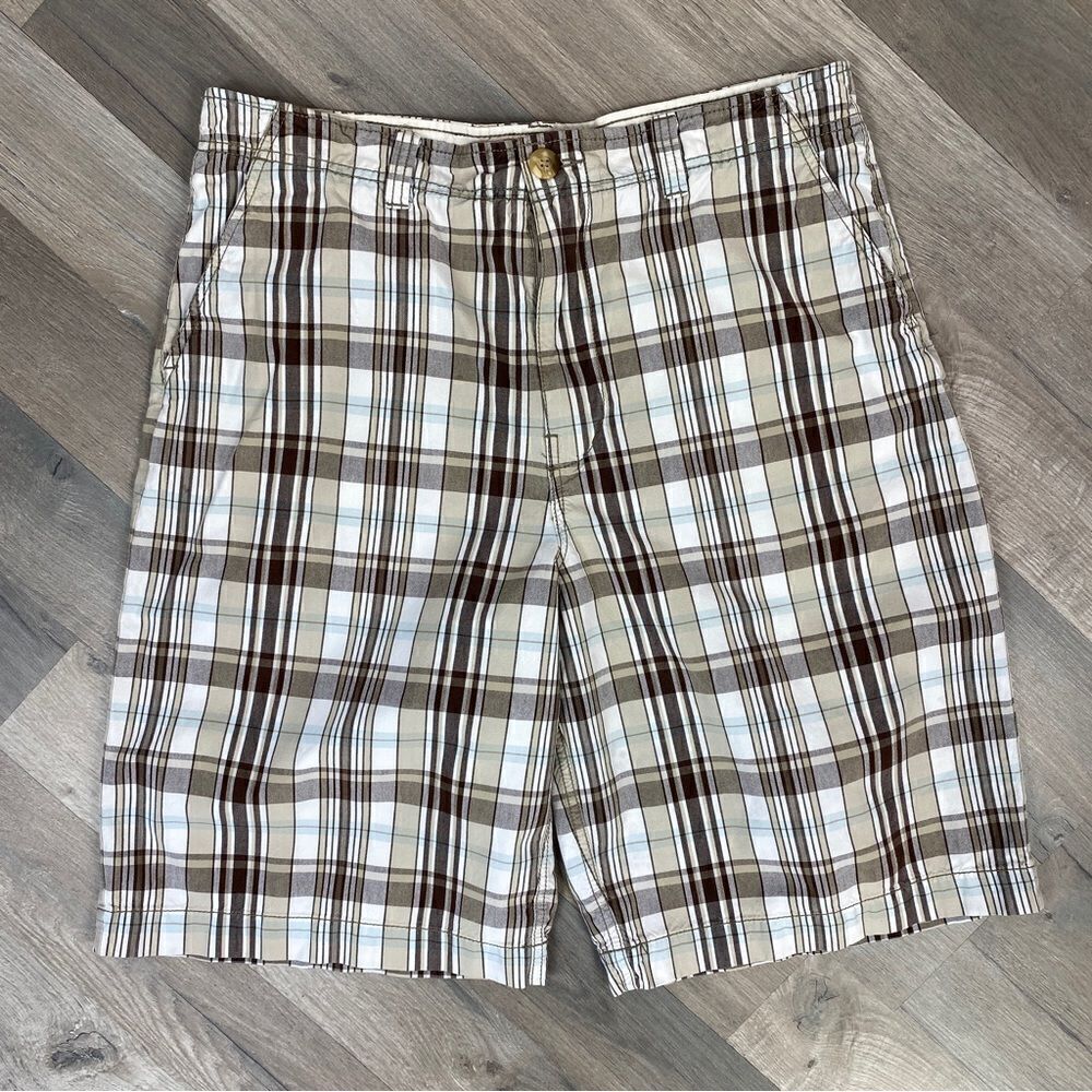 Foot Locker Plaid‎ Bermuda Chino Shorts Cream Brown 36